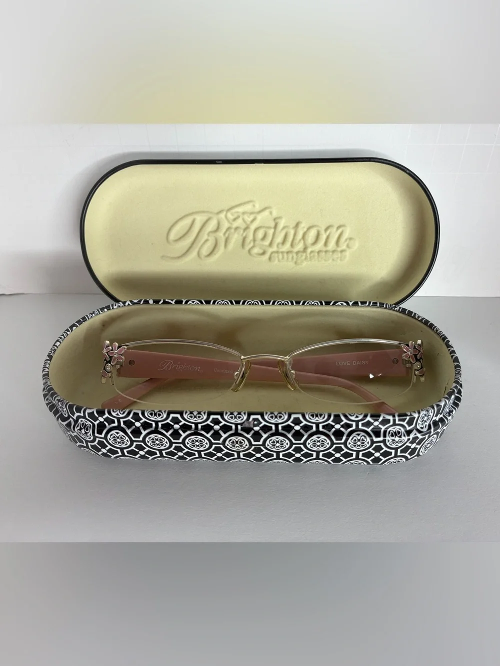 Brighton Pink Love Daisy Rimless Reading Glasses strength 2.0